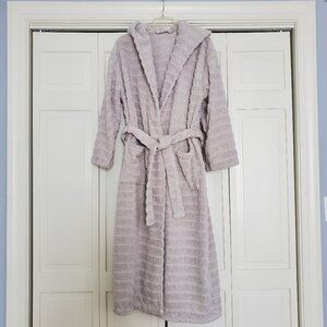 The White Company Unisex Organic Cotton Hooded Ribbed Hydro Cotton Robe XS